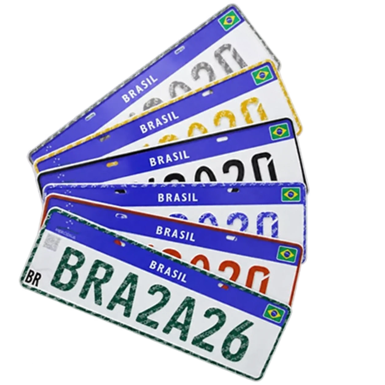 Modelos e cores de placas Mercosul para diferentes categorias de veículos